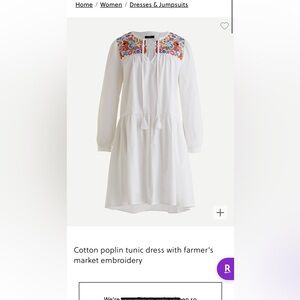 J. Crew farmers market embroidered dress in white size large